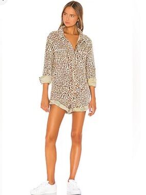 One Teaspoon Leopard Print Romper in Beige and Brown